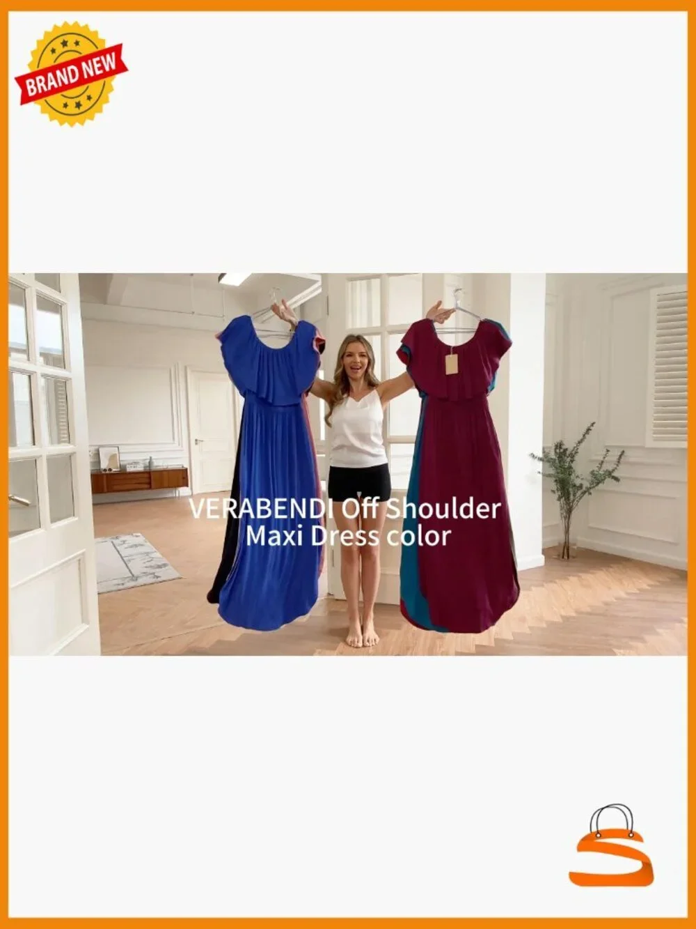Off Shoulder Maxi Dress with Pockets - Loose Fit Summer Beach Dress